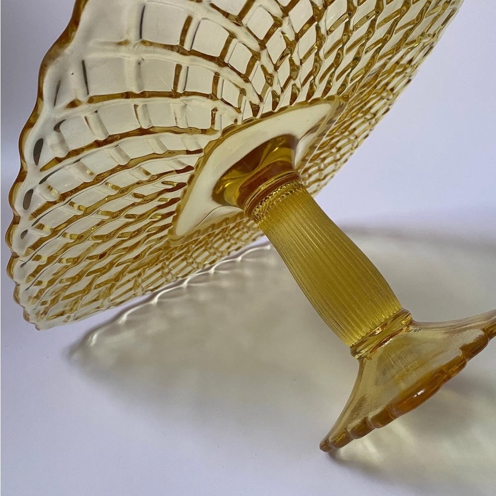 Vintage Amber Yellow Glass Cake Stand